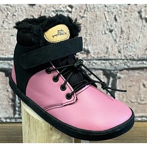 Pegres Barefoot BF40 Detské zimné členkové topánky ružové 33