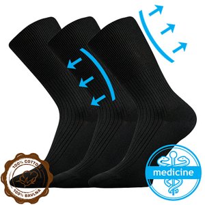 LONKA ponožky Zdravan black 3 páry 38-39 109575