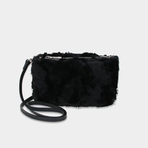 Mini kabelka Fluffy čierna plyšová